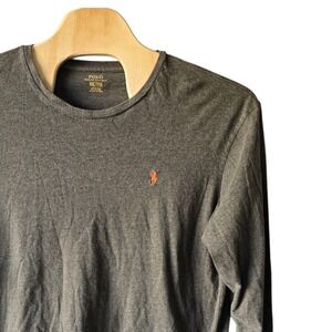 Polo Ralph Lauren Long Sleeve T Shirt Mens‎ XXL Gray Orange Logo Casual